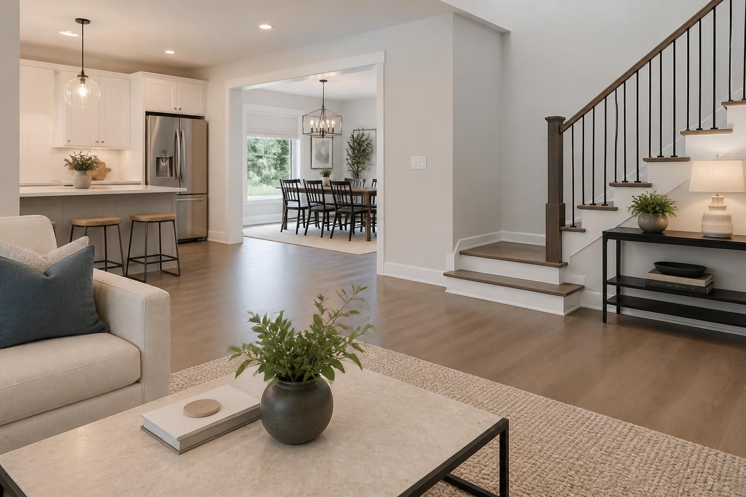 Updated home interior with fresh trim, flooring, and open layout.